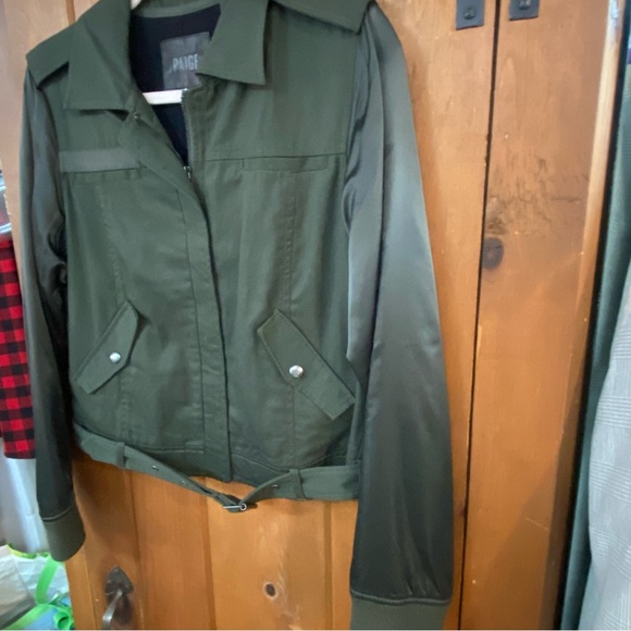 PAIGE Cheryl Olive Green Bomber Jacket Small - Picture 4 of 5